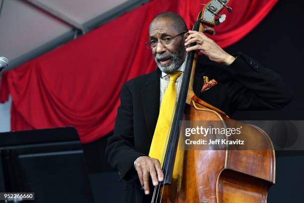 Ron Carter of the Ron Carter Trio performs onstage during Day 1 of 2018 New Orleans Jazz & Heritage Festival at Fair Grounds Race Course on April 27,...