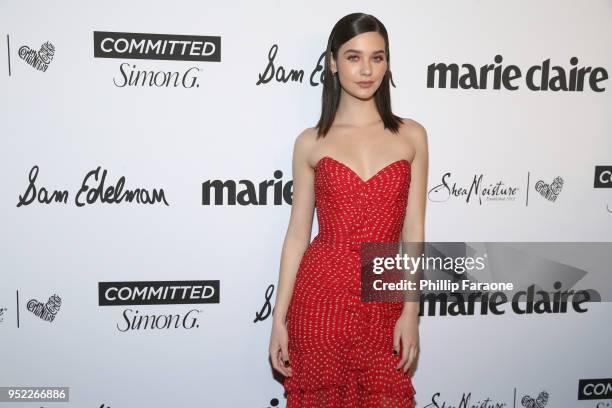 Amanda Steele attends Marie Claire Celebrates Fifth Annual 'Fresh Faces' in Hollywood with SheaMoisture, Simon G. And Sam Edelman at Poppy on April...