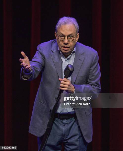 Comedian Lewis Black performs onstage during "The Joke's On US Tour" at ACL Live on April 27, 2018 in Austin, Texas.