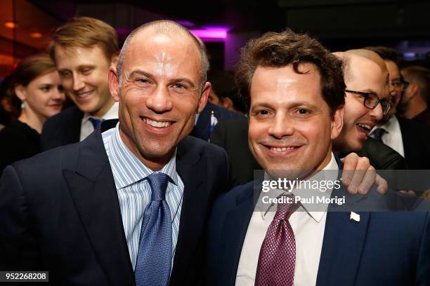 Michael Avenatti and Anthony Scaramucci attend the United Talent Agency White House Correspondence Dinner Pre-Party at Fiola Mare on April 27, 2018...