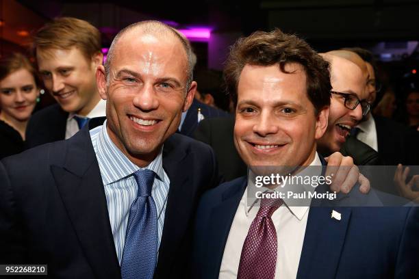 Stormy Daniels' lawyer Michael Avenatti and Anthony Scaramucci attend the United Talent Agency White House Correspondence Dinner Pre-Party at Fiola...