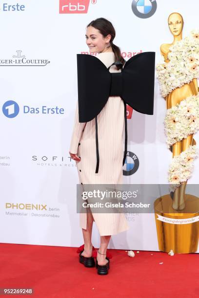 Lea van Acken during the Lola - German Film Award red carpet at Messe Berlin on April 27, 2018 in Berlin, Germany.