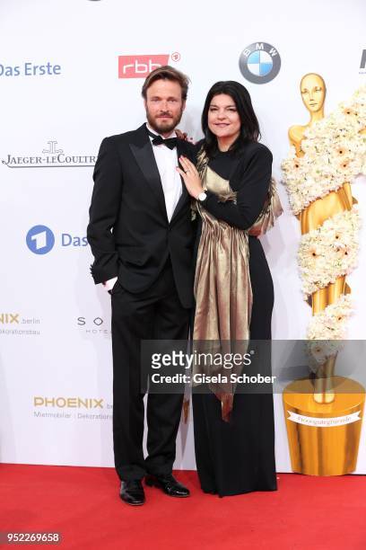 Jasmin Tabatabai and her husband Andreas Pietschmann during the Lola - German Film Award red carpet at Messe Berlin on April 27, 2018 in Berlin,...