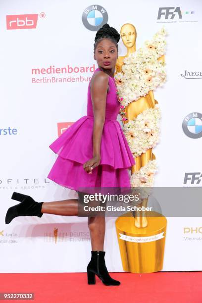 Nikeata Thompson during the Lola - German Film Award red carpet at Messe Berlin on April 27, 2018 in Berlin, Germany.