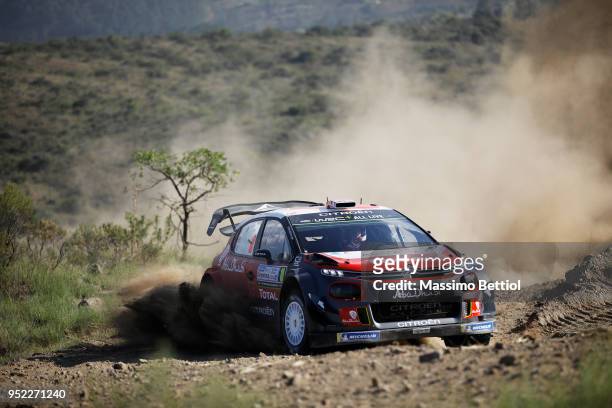 Kris Meeke of Great Britain and Paul Nagle of Ireland compete in their Citroen Total Abu Dhabi WRT Citroen C3 WRC during Day Two of the WRC Argentina...