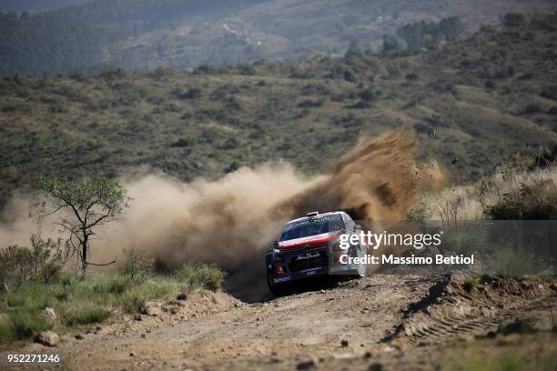 Kris Meeke of Great Britain and Paul Nagle of Ireland compete in their Citroen Total Abu Dhabi WRT Citroen C3 WRC during Day Two of the WRC Argentina...