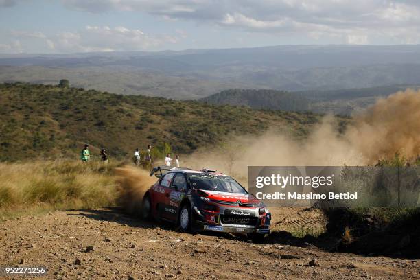 Kris Meeke of Great Britain and Paul Nagle of Ireland compete in their Citroen Total Abu Dhabi WRT Citroen C3 WRC during Day Two of the WRC Argentina...