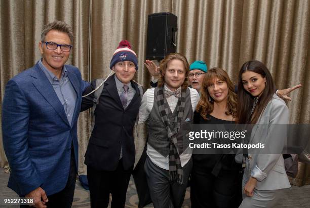 Tim Daily, Novocure patients, Robin Bronk and Victoria Justice attend the Creative Coalition's "Right To Bear Arts" Gala Fundraiser on April 27, 2018...