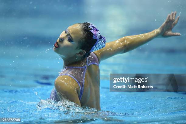 Hua Wei Gan of Malaysia competes during the Solo Free Routine on day two of the FINA Artistic Swimming Japan Open at the Tokyo Tatsumi International...