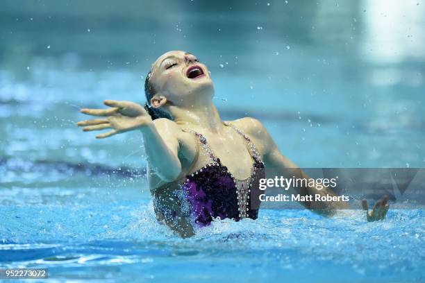 Eve Planeix of France competes during the Solo Free Routine on day two of the FINA Artistic Swimming Japan Open at the Tokyo Tatsumi International...