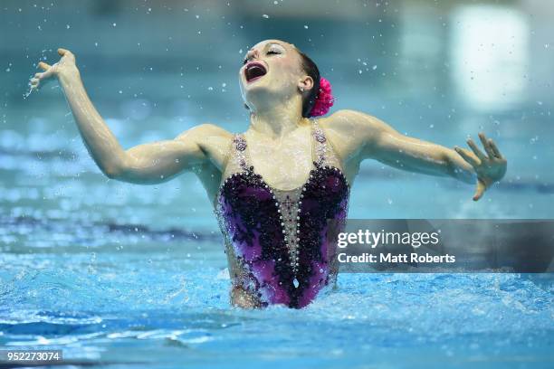 Eve Planeix of France competes during the Solo Free Routine on day two of the FINA Artistic Swimming Japan Open at the Tokyo Tatsumi International...