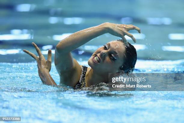 Linda Cerruti of Italy competes during the Solo Free Routine on day two of the FINA Artistic Swimming Japan Open at the Tokyo Tatsumi International...