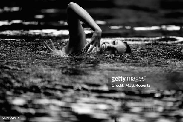 Linda Cerruti of Italy competes during the Solo Free Routine on day two of the FINA Artistic Swimming Japan Open at the Tokyo Tatsumi International...