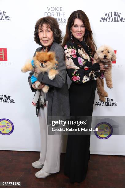 Lily Tomlin and Lisa Vanderpump attend "Wait Wait... Don't Kill Me-2" at The Broad Stage on April 27, 2018 in Santa Monica, California.