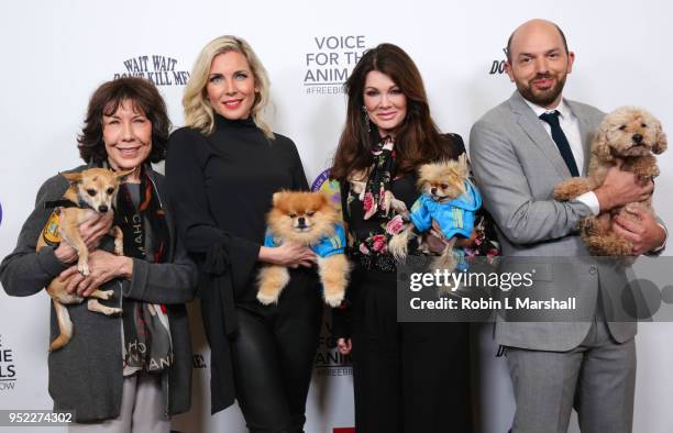 Lily Tomlin, June Diane Raphael; Lisa Vanderpump and Paul Scheer attend "Wait Wait... Don't Kill Me-2" at The Broad Stage on April 27, 2018 in Santa...