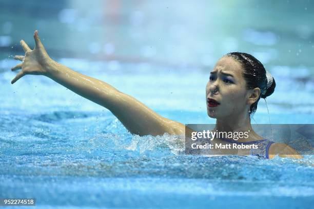 Livia Lukito of Indonesia competes during the Solo Free Routine on day two of the FINA Artistic Swimming Japan Open at the Tokyo Tatsumi...