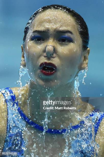 Livia Lukito of Indonesia competes during the Solo Free Routine on day two of the FINA Artistic Swimming Japan Open at the Tokyo Tatsumi...