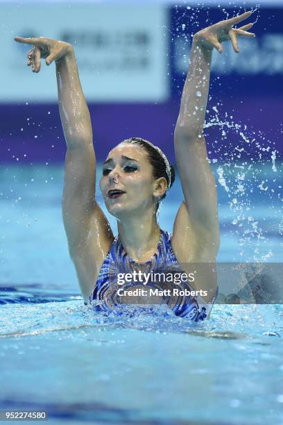 Michelle Zimmer of Germany competes during the Solo Free Routine on day two of the FINA Artistic Swimming Japan Open at the Tokyo Tatsumi...