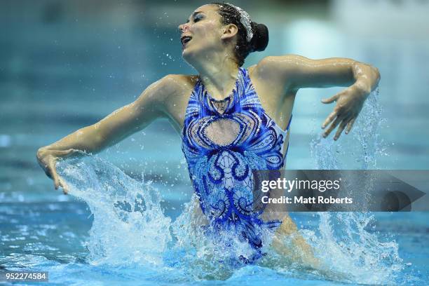 Michelle Zimmer of Germany competes during the Solo Free Routine on day two of the FINA Artistic Swimming Japan Open at the Tokyo Tatsumi...