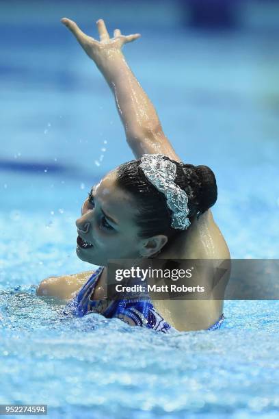 Michelle Zimmer of Germany competes during the Solo Free Routine on day two of the FINA Artistic Swimming Japan Open at the Tokyo Tatsumi...