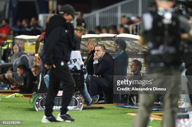 Laurent Nicollin President of Montpellier during the Ligue 1 match between Montpellier Herault SC and AS Saint-Etienne at Stade de la Mosson on April...