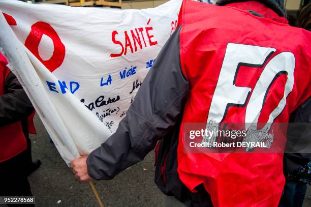 Organisations représentatives des personnels de santé et des étudiants en soin infirmier ont manifesté dans les rues le 8 novembre 2016, Lyon,...