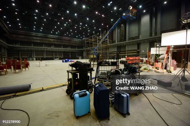 General view of a film set is seen at the Wanda Film industrial park in Qingdao, China's Shandong province on April 28, 2018. - A massive "movie...