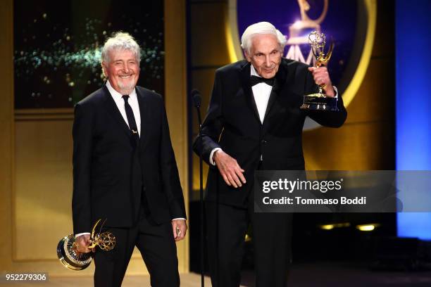 Sid Krofft and Marty Krofft on stage during the 45th Annual Daytime Creative Arts Emmy Awards at Pasadena Civic Auditorium on April 27, 2018 in...