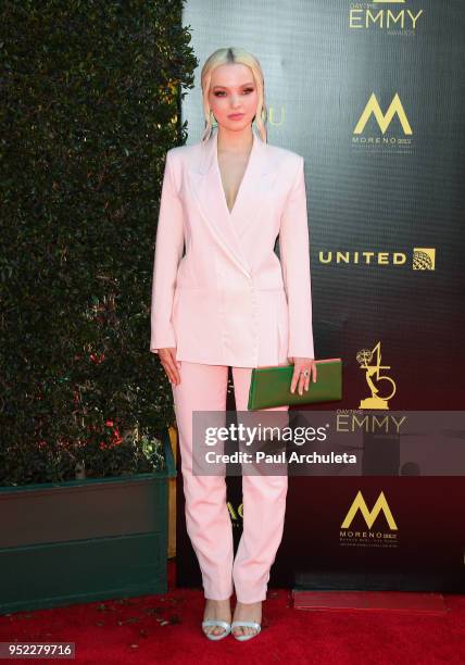 Actress Dove Cameron attends the 45th Annual Daytime Creative Arts Emmy Awards at the Pasadena Civic Auditorium on April 27, 2018 in Pasadena,...