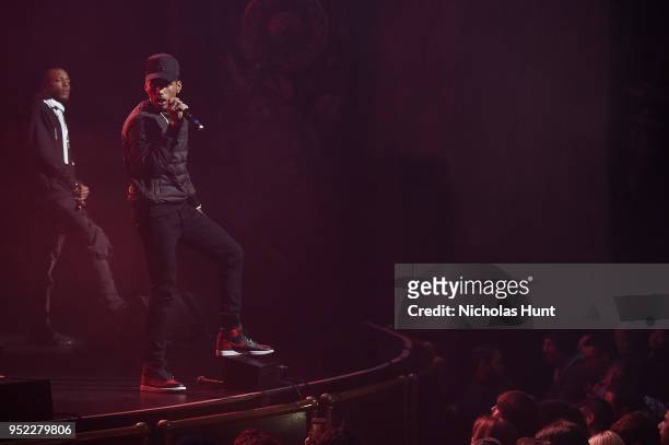 Rapper Kid Ink performs at the screening of "Unbanned: The Legend of AJ1" - 2018 Tribeca Film Festival at Beacon Theatre on April 27, 2018 in New...