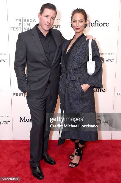 Actor, writer and director Ed Burns and wife, model and activist Christy Turlington attend the premiere of "Summertime" with Tribeca Talks:...