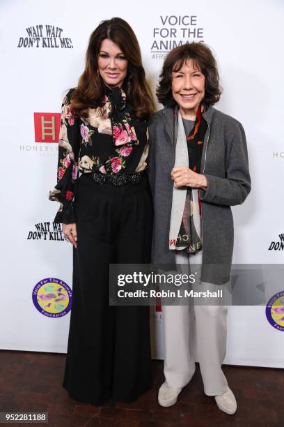 Lisa Vanderpump and Lily Tomlin attend "Wait Wait... Don't Kill Me-2" at The Broad Stage on April 27, 2018 in Santa Monica, California.