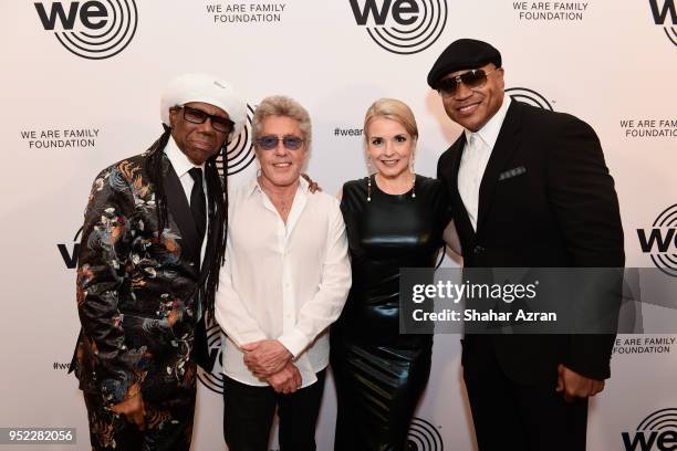 Nile Rodgers, Roger Daltrey, Nancy Hunt and LL Cool J arrive during the 2018 We Are Family Foundation Celebration Gala at Hammerstein Ballroom on...