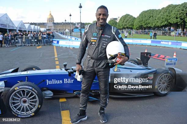 Idris Elba attends the ABB FIA Formula E Qatar Airways Paris E-Prix 2018 on April 28, 2018 in Paris, France.