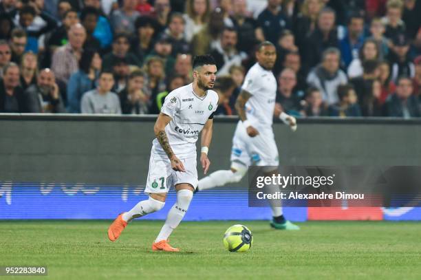 Remy Cabella of Saint Etienne during the Ligue 1 match between Montpellier Herault SC and AS Saint-Etienne at Stade de la Mosson on April 27, 2018 in...