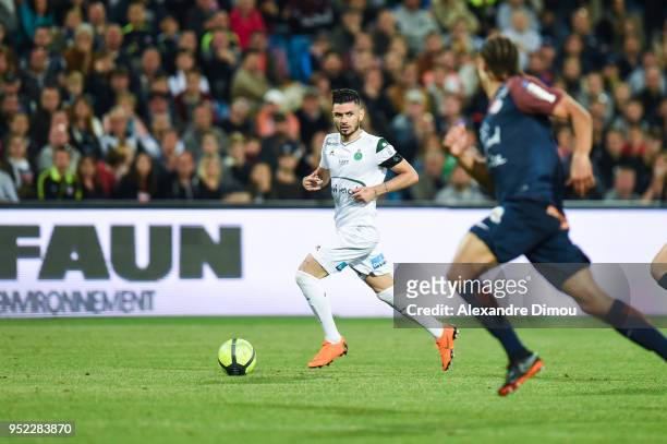 Remy Cabella of Saint Etienne during the Ligue 1 match between Montpellier Herault SC and AS Saint-Etienne at Stade de la Mosson on April 27, 2018 in...