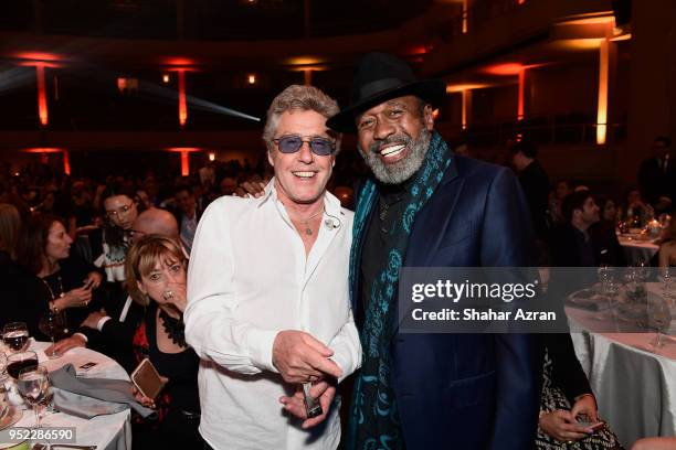 Musicians Roger Daltrey and Ben Vereen attend the 2018 We Are Family Foundation Celebration Gala at Hammerstein Ballroom on April 27, 2018 in New...