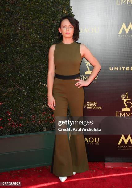 Actress Alexis G. Zall attends the 45th Annual Daytime Creative Arts Emmy Awards at the Pasadena Civic Auditorium on April 27, 2018 in Pasadena,...