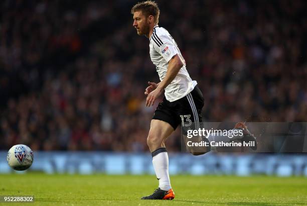 Tim Ream of Fulham during the Sky Bet Championship match between Fulham and Sunderland at Craven Cottage on April 27, 2018 in London, England.