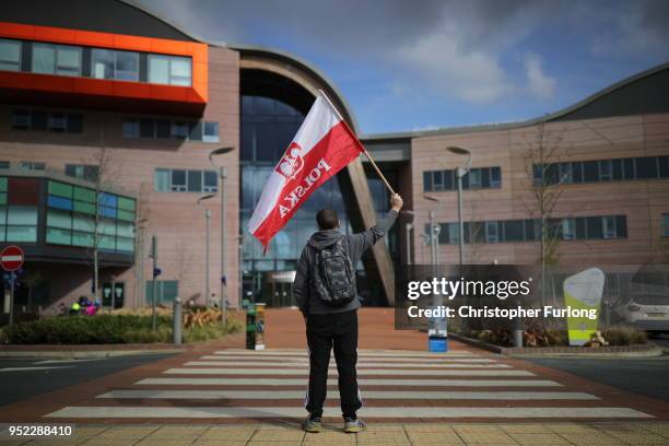 Supporters begin to gather outside Alder Hey Hospital after terminally ill 23-month-old Alfie Evans died at 2:30am this morning on April 28, 2018 in...