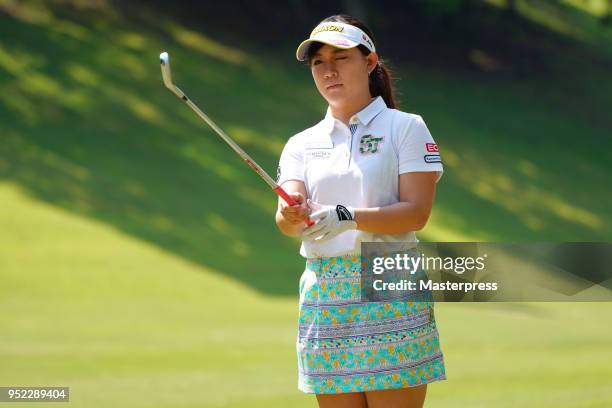 Kotono Kozuma of Japan looks on during the final round of the KCFC Ladies at Takeo Golf Club on April 28, 2018 in Takeo, Saga, Japan.