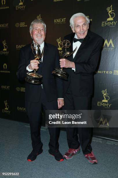 Producers Sid Krofft and Marty Krofft attends the Press Room during 45th Annual Daytime Creative Arts Emmy Awards at Pasadena Civic Auditorium on...