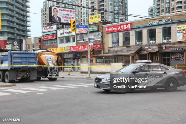 The intersection of Yonge and Finch remains blocked off the day after 10 people were killed and 15 people injured in a deadly van attack in Toronto,...