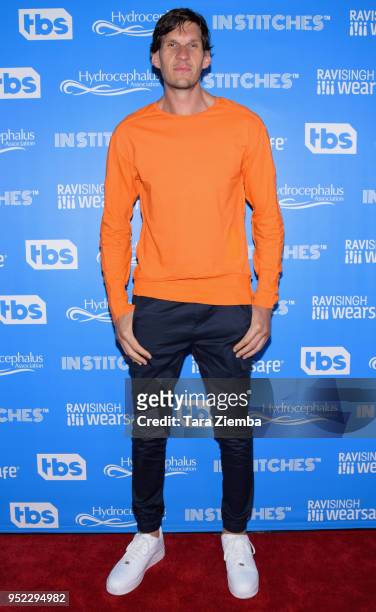 Los Angeles Clippers basketball player Boban Marjanovic attends 'In Stitches - A Night Of Laughs' comedy event benefiting the Hydrocephalus...