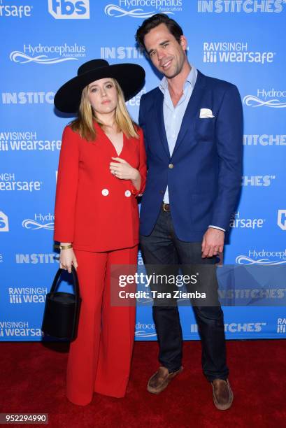 Majandra Delfino and David Walton attend 'In Stitches - A Night Of Laughs' comedy event benefiting the Hydrocephalus Association at The Novo by...