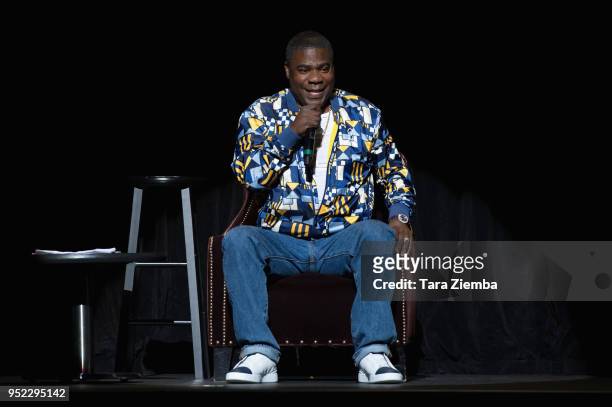 Comedian Tracy Morgan performs at 'In Stitches - A Night Of Laughs' comedy event benefiting the Hydrocephalus Association at The Novo by Microsoft on...