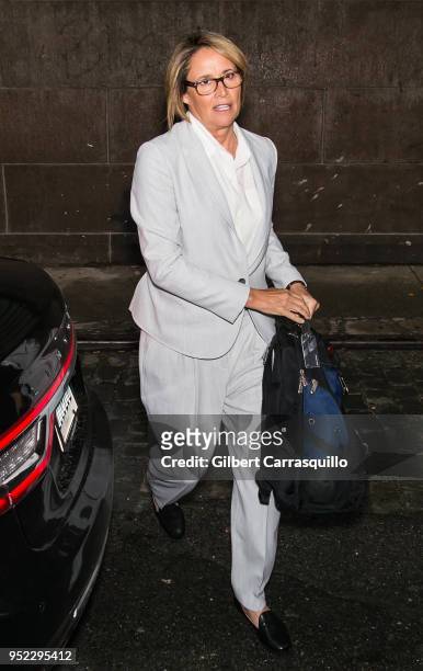 Sportscaster Mary Carillo is seen arriving at Tribeca Talks: The Journey with Sarah Jessica Parker during the 2018 Tribeca Film Festival at Spring...