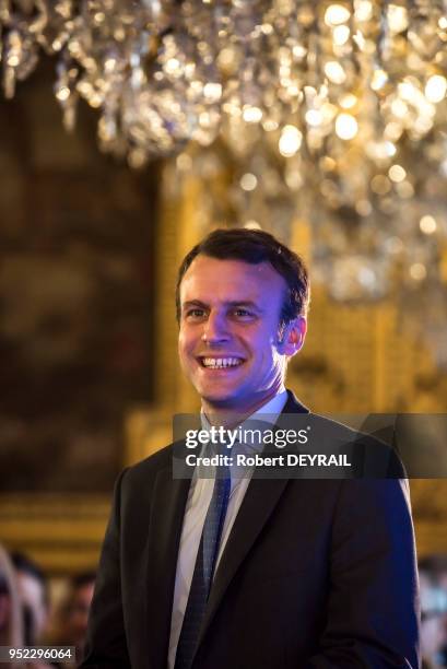 Emmanuel Macron, Ministre de l'Économie et des Finances à l'Hotel de Ville de Lyon, le 2 Juin 2016 à Lyon, France.