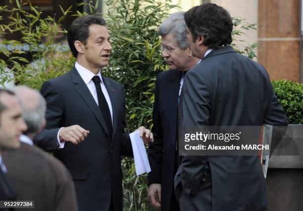 French president Nicolas Sarkozy, Jean-David Levitte and Franck Louvrier.