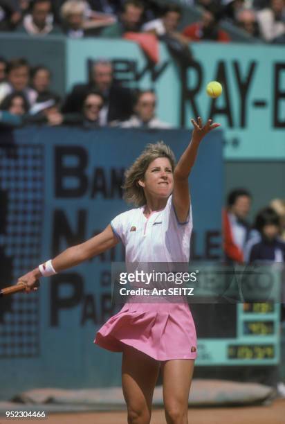 Chris Evert aux Internationaux de France de tennis à Roland-Garros en juin 1986 à Paris, France.